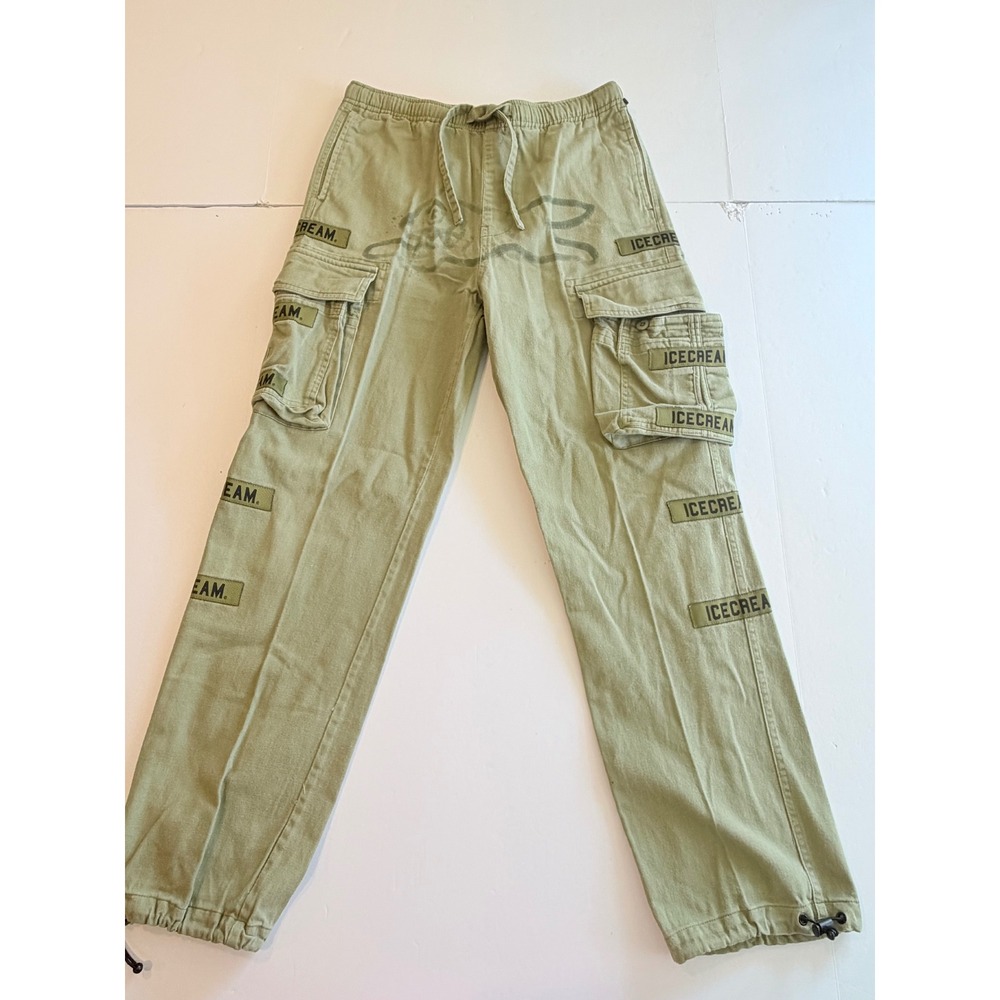 Icecream Running Dog Cargo Pants Sage Green Mens Small Streetwear Cotton